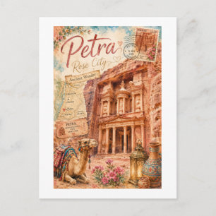 Carte Postale Vintage Pétra Jordanie Merveille Antique