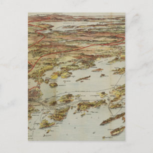 Carte Postale Vintage Pictorial Map of Portland