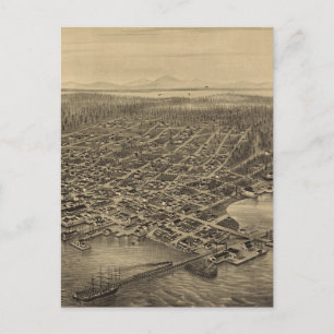 Carte Postale Vintage Pictorial Map of Seattle
