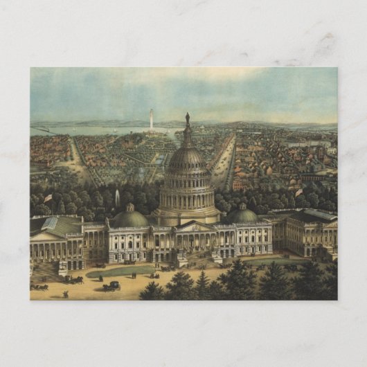 Carte Postale Vintage Pictorial Map of Washington DC (1871) (Devant)