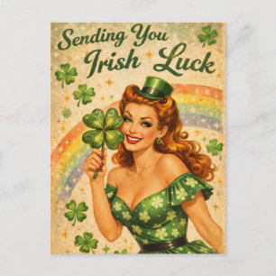 Carte postale vintage pin-up de la Saint-Patrick