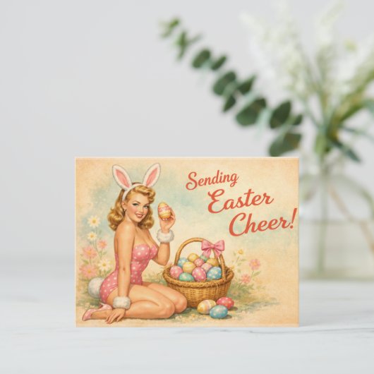 Carte Postale Vintage Pin-Up Easter Egg Postcard (Debout devant)
