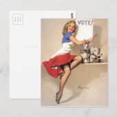 Carte Postale Vintage Pinup, vote (Devant / Derrière)