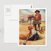 Carte postale Vintage pirate au trésor enterré (Devant / Derrière)