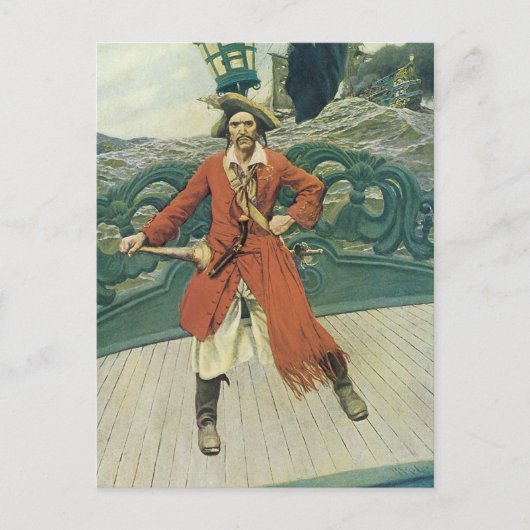 Carte Postale Vintage Pirates, capitaine Keitt par Howard Pyle (Devant)