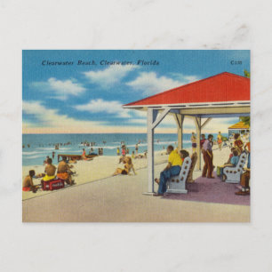 Carte Postale Vintage, Plage d'Eau Claire, Floride