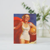 Carte postale Vintage Plage Voyage Lady PC (Debout devant)