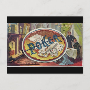 Carte Postale Vintage Poker Mens Fumeur Salle de jeu