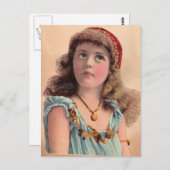 Carte Postale Vintage Pondering Girl (Devant / Derrière)