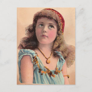 Carte Postale Vintage Pondering Girl