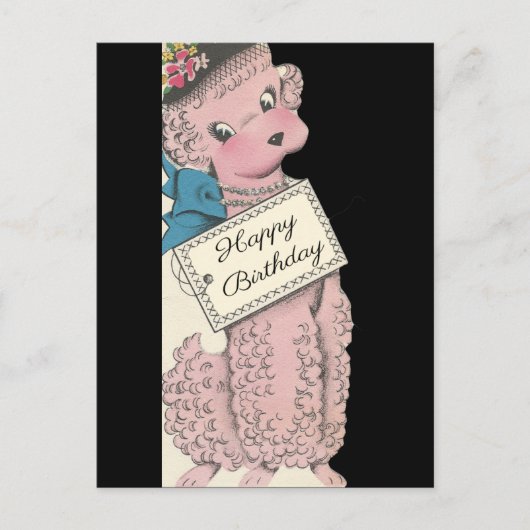 Carte Postale Vintage Poodle Joyeux anniversaire (Devant)