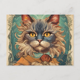 Carte Postale Vintage Pop Art Louis Wain style rétro
