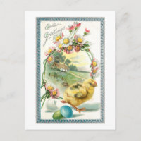 Vintage poule de Pâques, salutation et salutations