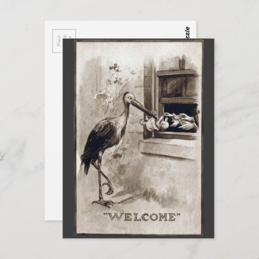 Carte Postale Vintage pour bébé (Devant / Derrière)