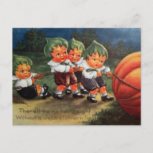 Carte postale vintage pour enfants et citrouilles  (Devant)