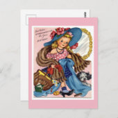 Carte postale vintage pour l'anniversaire. (Devant / Derrière)