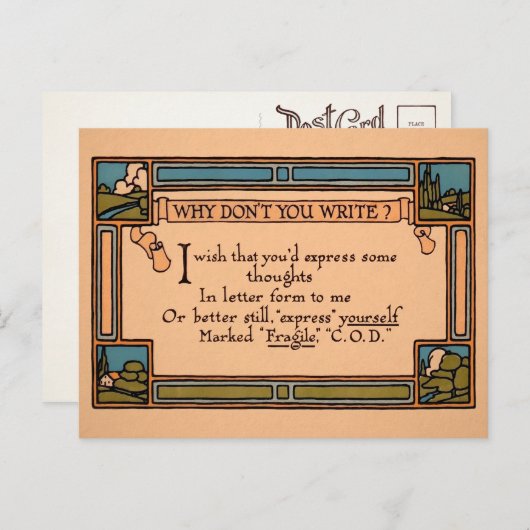 Carte postale Vintage Pourquoi ne pas écrire  (Devant / Derrière)