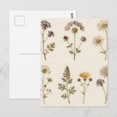 Carte Postale Vintage Pressed Wildflower Botanical Pattern (Devant / Derrière)