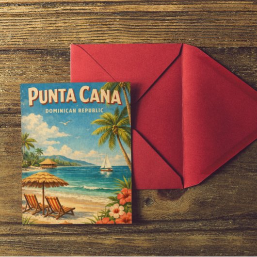 Carte Postale Vintage Punta Cana Dominican Republic Rustic 