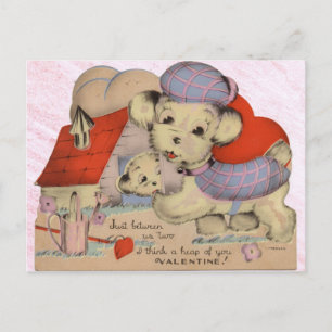 Carte postale vintage Puppy Love Valentine