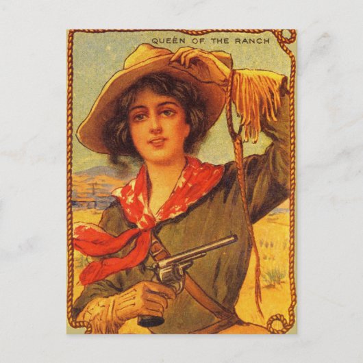 Carte postale vintage "Queen of the Ranch" (Devant)