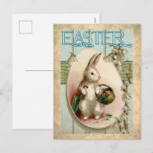 Carte postale vintage Rabbit Pâques (Devant / Derrière)