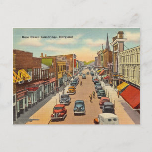 Carte Postale Vintage, Race Street, Cambridge, Maryland