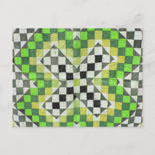 Carte Postale Vintage Ralli Quilt Design 1-Green