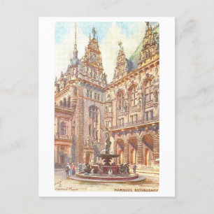 Carte Postale Vintage Rathaus Hambourg Allemagne
