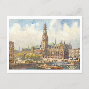 Carte Postale Vintage Rathaus Hambourg Allemagne