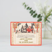 Carte Postale Vintage Red Gold Noël Salutations Carriage Neige (Debout devant)