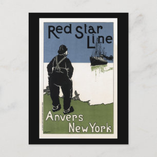 Carte Postale Vintage Red Star Line Travel