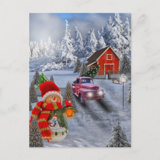 Carte postale vintage Red Truck (Devant)