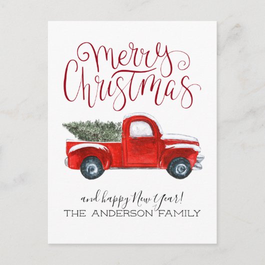 Carte postale vintage Red Truck Christmas (Devant)