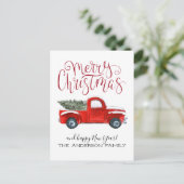 Carte postale vintage Red Truck Christmas (Debout devant)