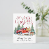 Carte postale vintage Red Truck Christmas (Debout devant)