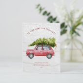 Carte postale vintage Retro Car Tree Snow Family (Debout devant)