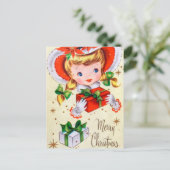 Carte postale vintage rétro Christmas girl (Debout devant)