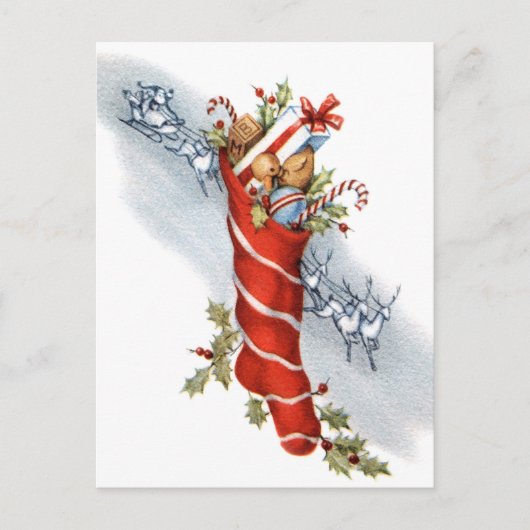 Carte postale vintage Retro Christmas Stockings (Devant)