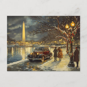 Carte postale vintage rétro de Noël à Washington D