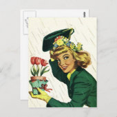 Carte postale Vintage Retro douche Party Fun Invit (Devant / Derrière)