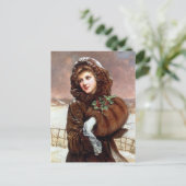 Carte Postale vintage retro femme de Noël (Debout devant)