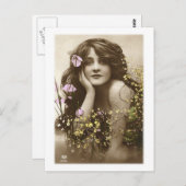 Carte Postale Vintage Retro Femmes Fleur Victorienne (Devant / Derrière)