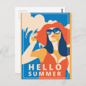 Carte postale vintage Retro Hello Summer (Devant / Derrière)