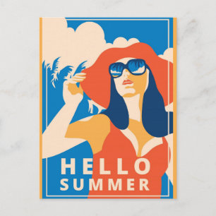Carte postale vintage Retro Hello Summer