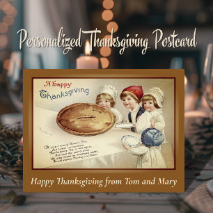 Carte Postale Vintage Rétro Joyeux Thanksgiving Personnalisé
