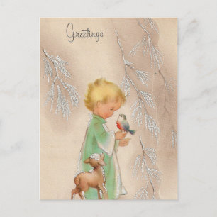 Carte postale vintage Retro kids Holiday Christmas