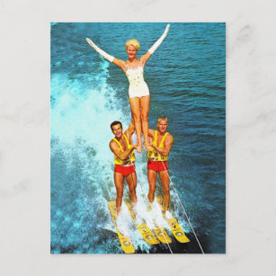 Carte Postale Vintage Retro Kitsch Femmes Dells Ski d'eau