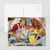 Carte Postale Vintage Rétro Ladies Making a Cake (Devant / Derrière)