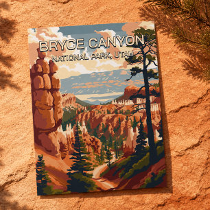 Carte Postale Vintage Rétro Parc national de Bryce Canyon Utah